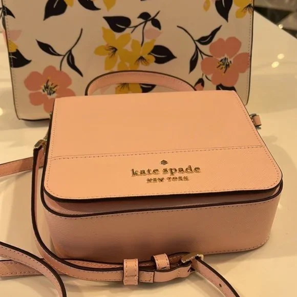 Kate Spade Staci Square Crossbody Saffiano Leather Chalk Pink - Picture 11 of 16